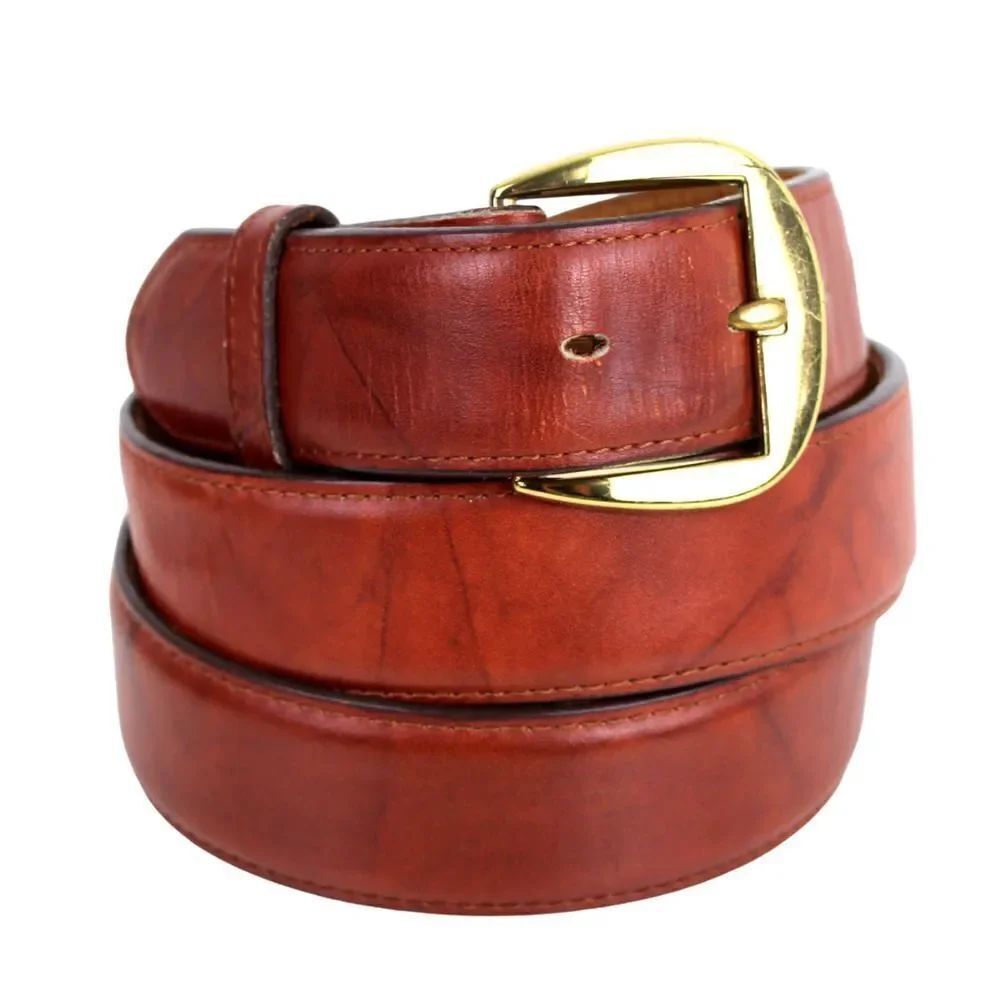 Tony Lama TAN BROWN GENUINE LEATHER 1.25"Wd CASUAL DRESS MEN'S BELT Sz 38 (G92